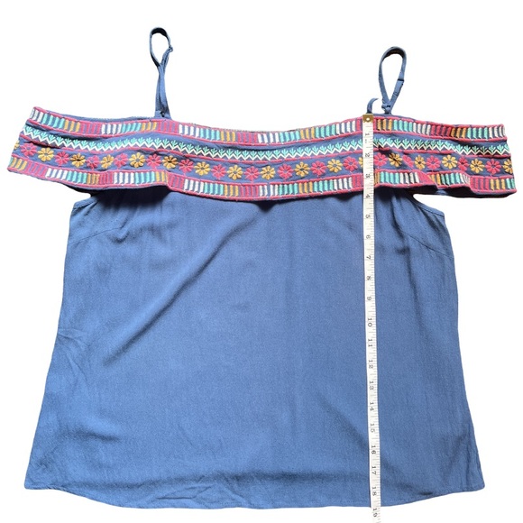 THML Women’s Blue Embroidered Blouse 
Size: Large - Picture 8 of 10